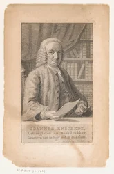 Retrato de Johannes Enschedé Joannes Enschede, fundador de tipos e impressor de livros (título no objeto)