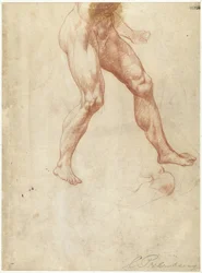 Estudo da parte inferior do corpo de um homem nu andante