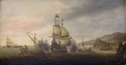 Batalha naval entre homens-de-guerra holandeses e galés espanhóis, c.1633-50