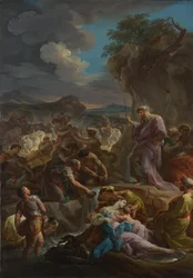 Moisés atingindo a rocha, 1744