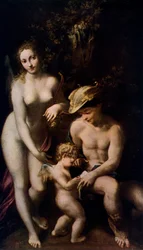 Vénus com Mercúrio e Cupido - A escola do amor, c. 1525, 1912