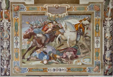 Cena de batalha, dos Actos de Godofredo de Bouillon na tomada de Jerusalém, c.1589-94 (fresco)
