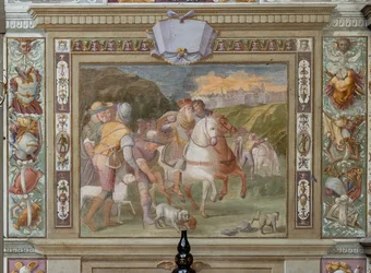 Cena de caça, dos Actos de Godofredo de Bouillon, c.1589-94 (fresco)