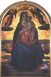 Madonna and Child (tempera no painel)