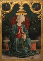 Madonna e criança em um jardim