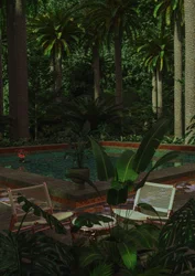 Refúgio tropical à beira da piscina
