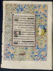 Folha de um livro de horas: Anjo perseguindo um diabo reto e Dois diabos verso, c. 1460