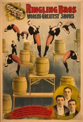 Ringling Bros, maiores shows do mundo, irmãos Raschetta, maravilhosos saltos mortais, c. 1900