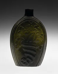 Frasco Figurado, provavelmente 1820s (vidro sem chumbo)