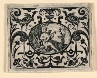 Sentido do Som, prato de Quinque sensum typi in usum aurifabroru exarati (Imagens dos cinco sentidos gravadas em benefício do ourives)