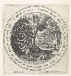 Adão e Eva se escondem de Deus História de Adão e Eva (título da série)