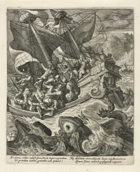 Jonas é jogado ao mar pelos marinheiros História de Jonas (título da série)