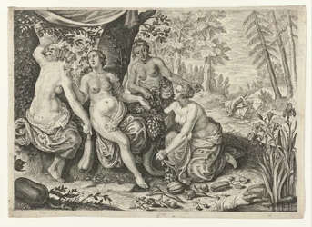As ninfas enchem o corno da abundância
Metamorfoses por Ovid (título da série)