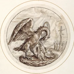 Uma Pelican na sua Piedade, início do século 17 (caneta e tinta castanha com lavagem castanha)