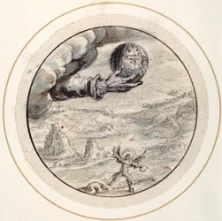 Mão com Spehere Celestial, início do século XVII (caneta e tinta castanha com lavagens cinzentas e castanhas e cor do corpo branca)