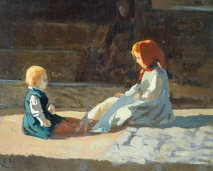 Crianças ao sol, por volta de 1860, por Cristiano Banti (1824-1904)