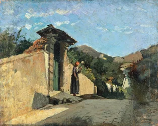 Estudo de paisagem, ca 1861, por Cristiano Banti (1824-1904), óleo sobre tela a bordo