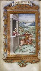 Fedra contemplando Hipólito Ilustração de As Heroides de Ovídio, 1485-1499