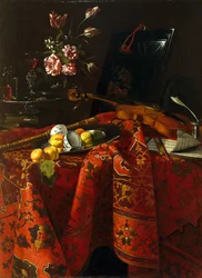 Natureza morta com instrumentos musicais, c.1710-1715 (óleo sobre tela)