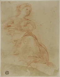 Mulher sentada nas nuvens