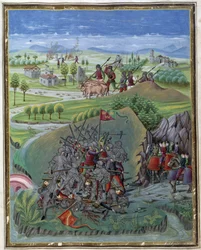 Influência do Sol: Guerra. Miniatura realizada por Cristoforo de Predis (v. 1440-v. 1486) - em "De Sphaera" d