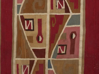 Túnica com cabeças de perfil e trastes escalonados, c.650-800 (algodão e fibra de camelídeo)