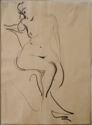 Sentado nu feminino
