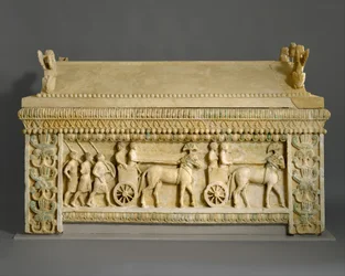 Sarcófago de calcário: o sarcófago Amathus, c.460 aC (calcário duro)