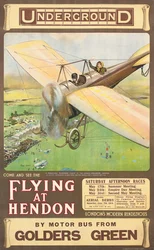 "Flying at Hendon", um cartaz publicitário, 1914