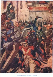 A Brigada de Rifles limpando uma aldeia, 1915