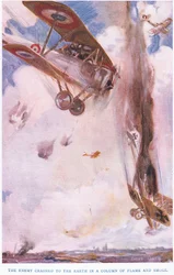 O inimigo caiu na terra em uma coluna de fumaça (cor litho)