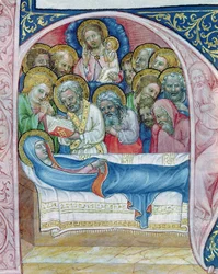 Sra. XIII A 12 Enterro da Virgem, do Liber Viaticus por Jean de Stredy, depois de 1360