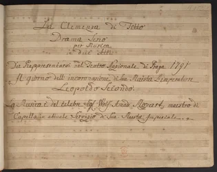 Página de título da partitura La Clemenza di Tito
