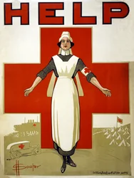 Cartaz da campanha para a ajuda australiana da cruz vermelha, bar. 1914-18