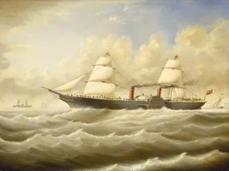 O navio a vapor "Persia" numa brisa