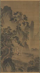 O eremita Xu você descansando por um córrego, 1400s.