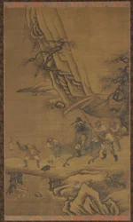 Zhong Kui e demônios atravessando uma ponte