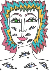 Olhos (ponta de feltro sobre papel)
