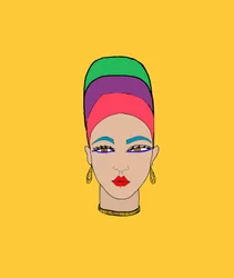 Rapariga com lenço na cabeça (Caneta e Photoshop)