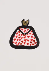 Red Spotty Purse, 2017 (tinta da China vermelha e preta com caneta de feltro dourada sobre papel)