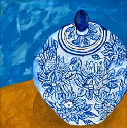 Jarro floral azul elegante
