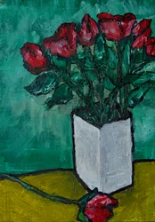 Natureza morta com rosas vermelhas