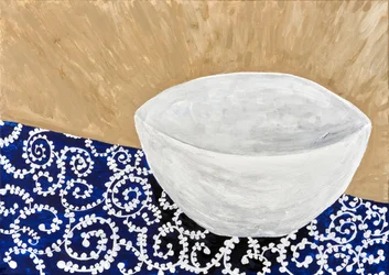 Taça branca com padrão azul