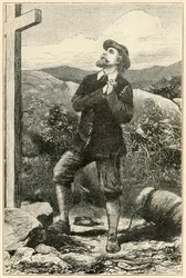 Cristão antes da cruz "do progresso do peregrino deste mundo, àquele que está vindo" por John Bunyan