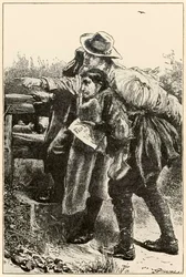 Evangelista aponta o caminho dos peregrinos Progresso deste mundo, para o que está por vir John Bunyan (1628-1688) ilustração de Thomas Dalziel (1823-1906) Evangelista mostrando Christian o wa