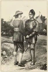 Esperançoso e cristão dos peregrinos progride deste mundo, ao que está por vir John Bunyan (1628-1688) ilustração de Thomas Dalziel (1823-1906) Esperançoso da cidade de Vanity une-se a C