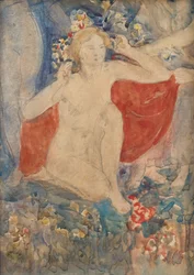 Estudo para Decoração para a primavera: The Waking Earth, c. 1924 (lápis e aguarela sobre papel)