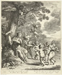 Pan e Syrinx com dança putti