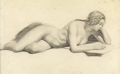 Estudo de uma leitura nua feminina (lápis sobre papel)
