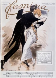 Casal dançando o tango - ilustração de Daniel De Losques (Henri Casimir Paul Thouroude) (1880-1915) - em "Femina" de 15/10/1913